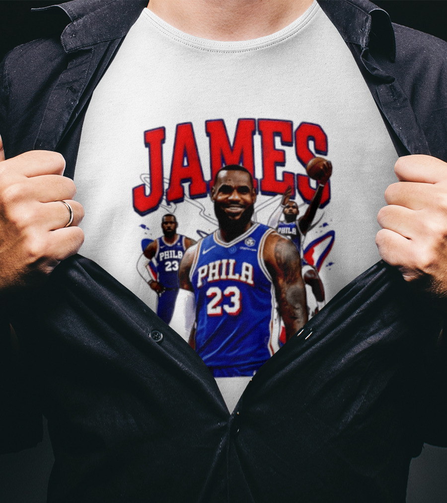 Philadelphia 76ers LeBron James 2026 Basketball Player T-Shirt
