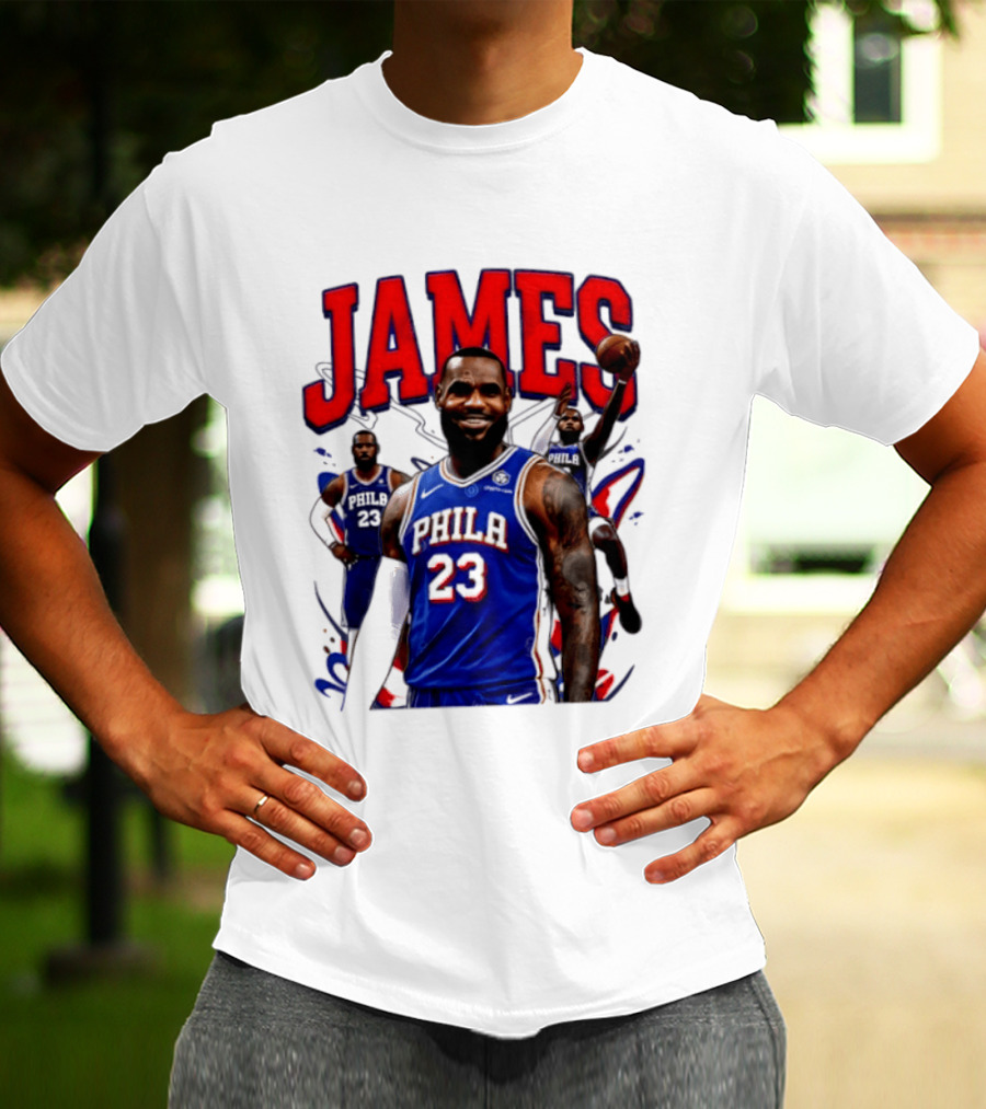 Philadelphia 76ers LeBron James 2026 Basketball Player T-Shirt