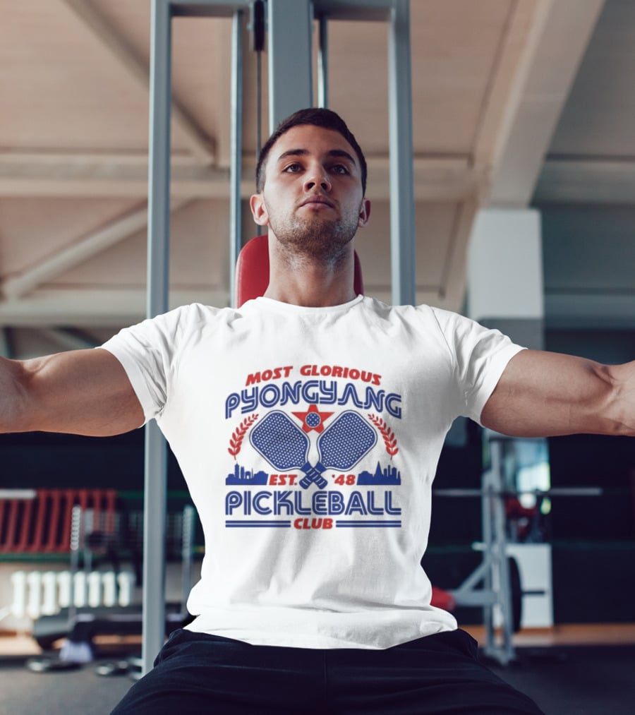 Most Glorious Pyongyang Pickleball Club Established 1948 Retro Paddle T-Shirt