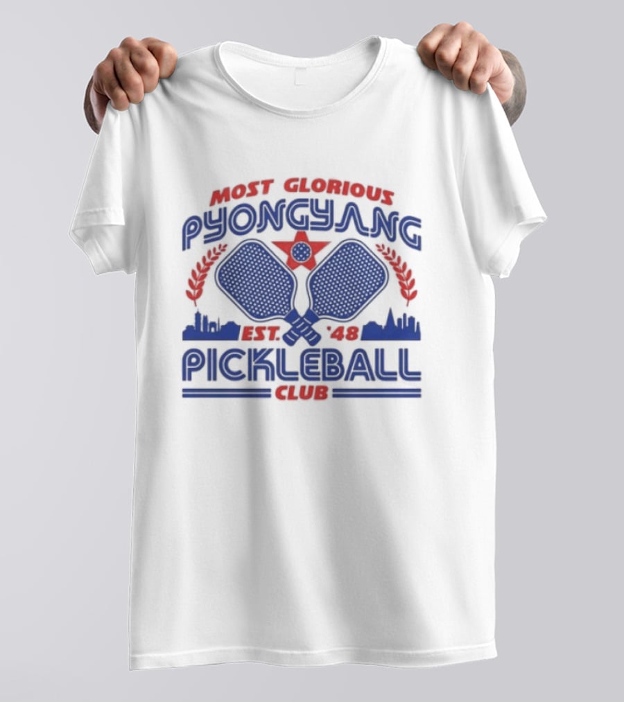Most Glorious Pyongyang Pickleball Club Established 1948 Retro Paddle T-Shirt