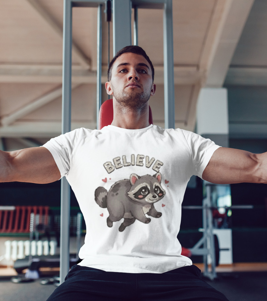 Believe Cute Raccoon Jimothy Hearts T-Shirt