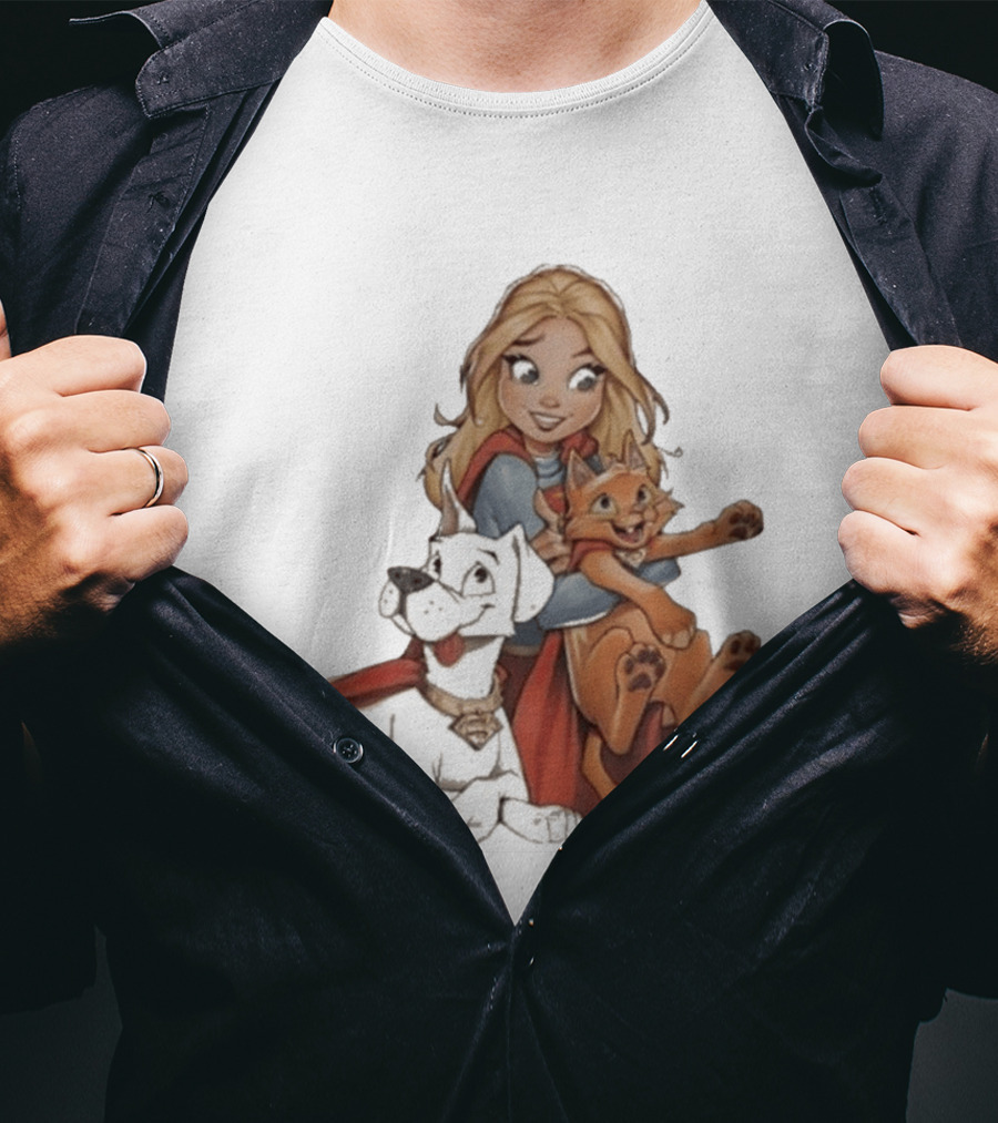 Supergirl Krypto Streaky Cartoon Characters Fun T-Shirt