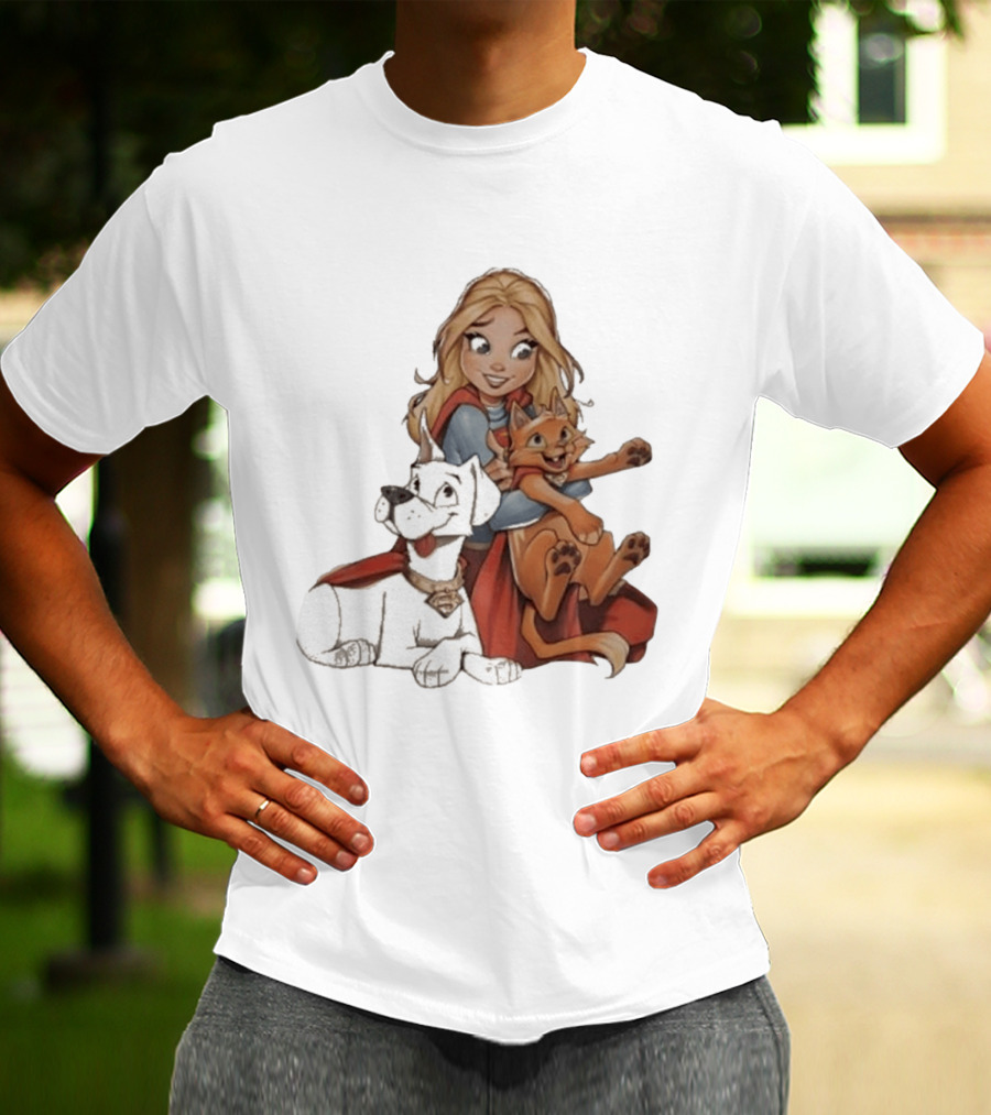 Supergirl Krypto Streaky Cartoon Characters Fun T-Shirt