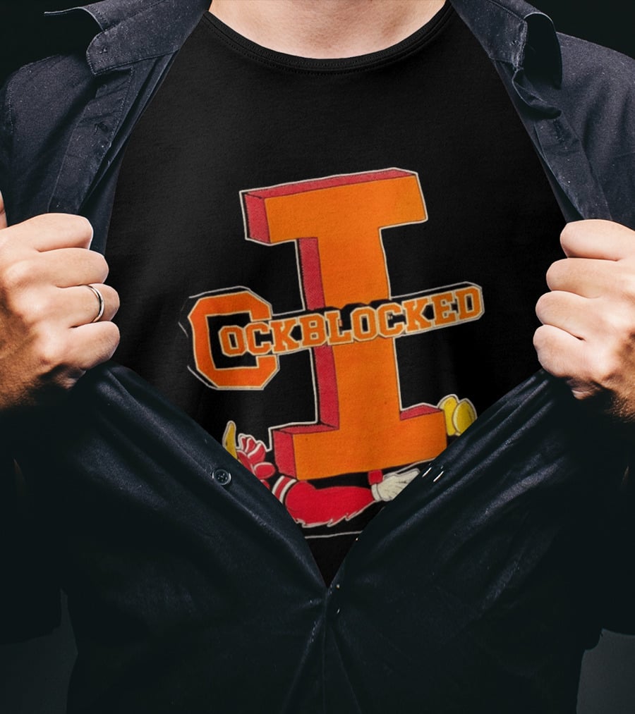 Cockblocked Illinois Fighting Illini Big I Defeat T-Shirt
