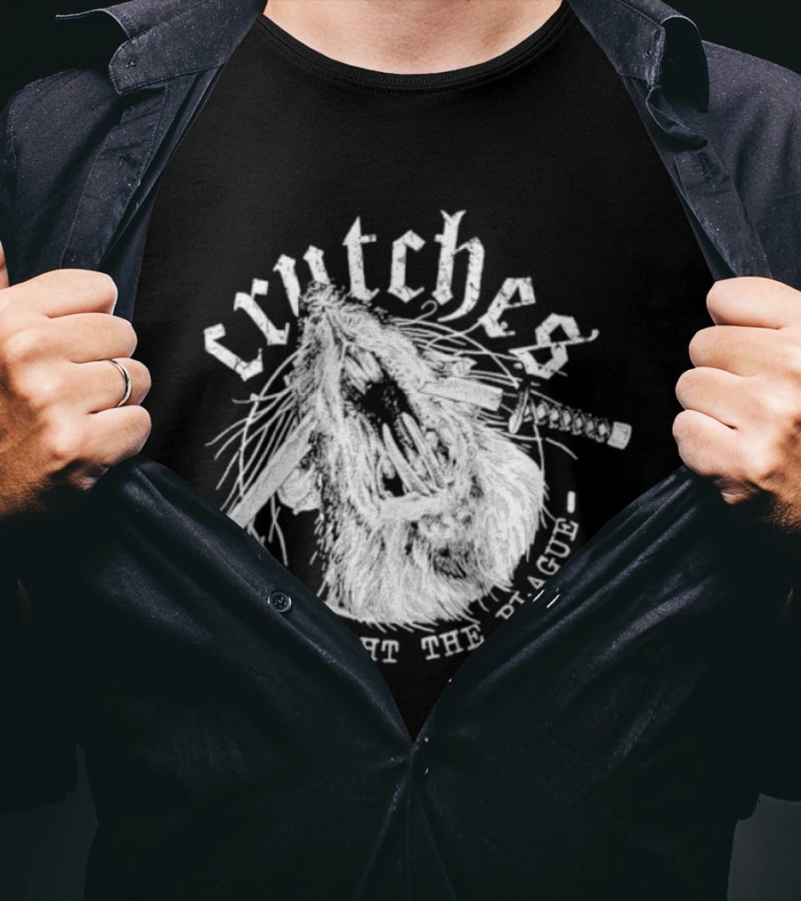 Crutches Fight The Plague Punk Hardcore Twig T-Shirt