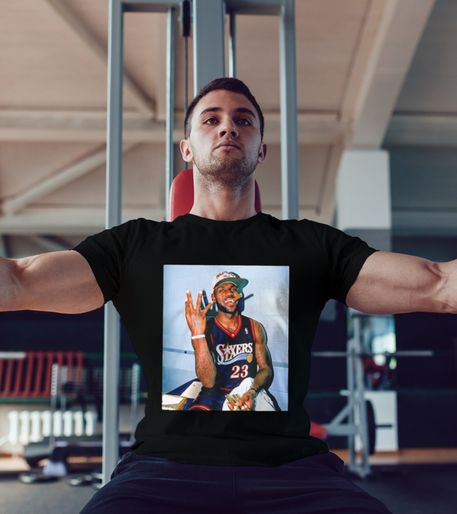 Philadelphia 76ers LeBron James 23 Cigar Photo T-Shirt