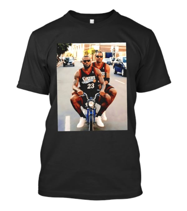 Philly Sixers LeBron James Allen Iverson Motorbike Meme T-Shirt