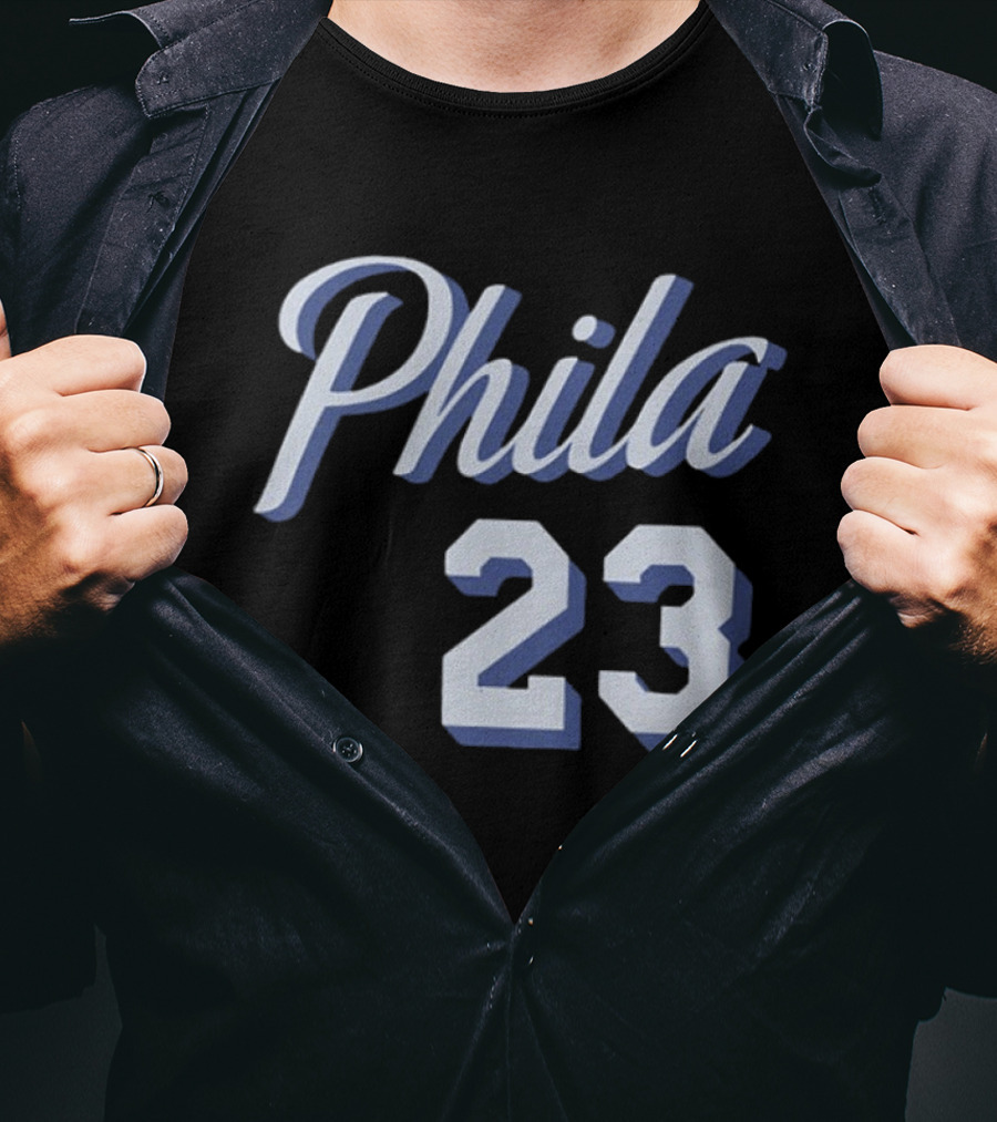 LeBron James 23 Phila 23 Philadelphia 76ers NBA Basketball Two Sided T-Shirt