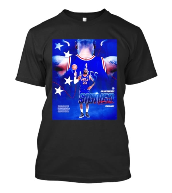 Philadelphia 76ers LeBron James Signed NBA 23 Stars T-Shirt