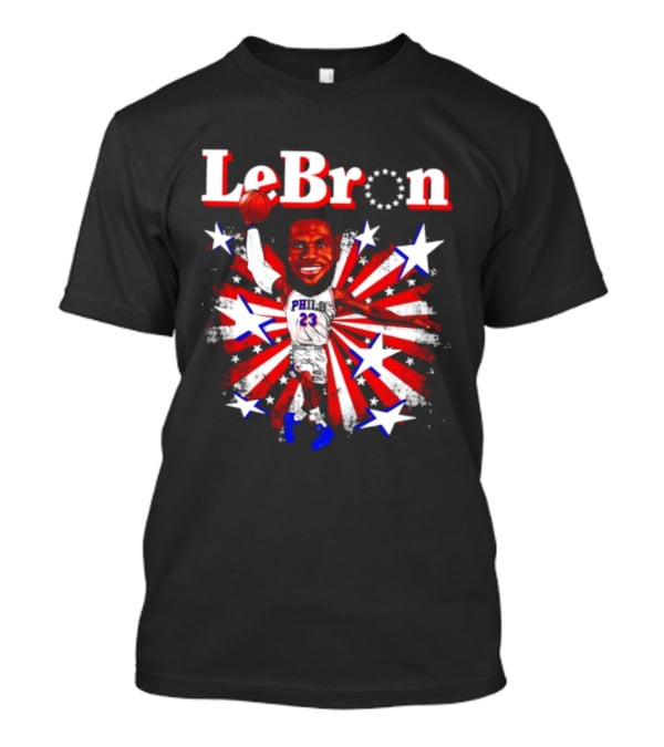 LeBron Stars PH 23 Basketball Caricature 76ers Red White Blue T-Shirt