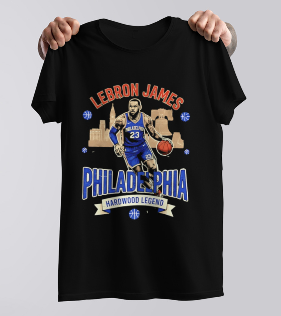 LeBron James Philadelphia Hardwood Legend Skyline Basketball 23 T-Shirt