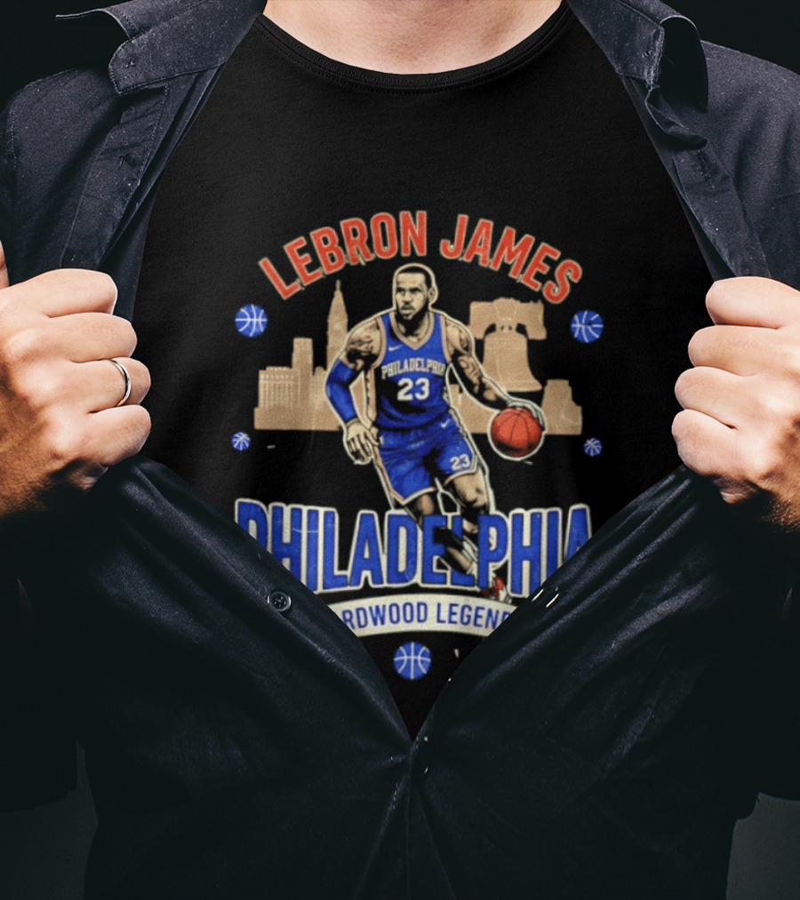 LeBron James Philadelphia Hardwood Legend Skyline Basketball 23 T-Shirt