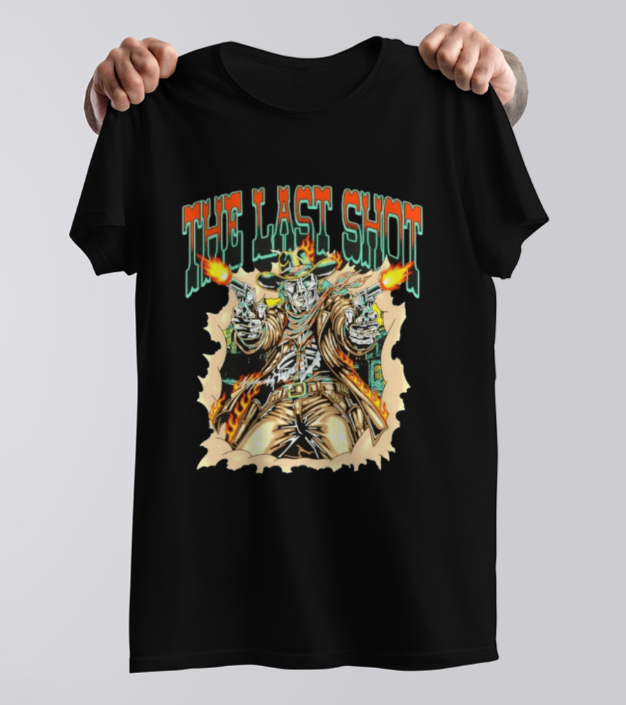 The Last Shot Cowboy Skeleton Western Gunslinger T-Shirt