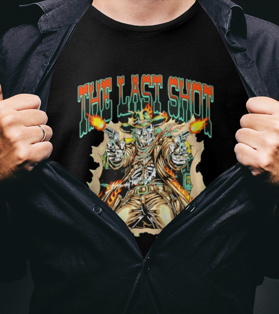 The Last Shot Cowboy Skeleton Western Gunslinger T-Shirt