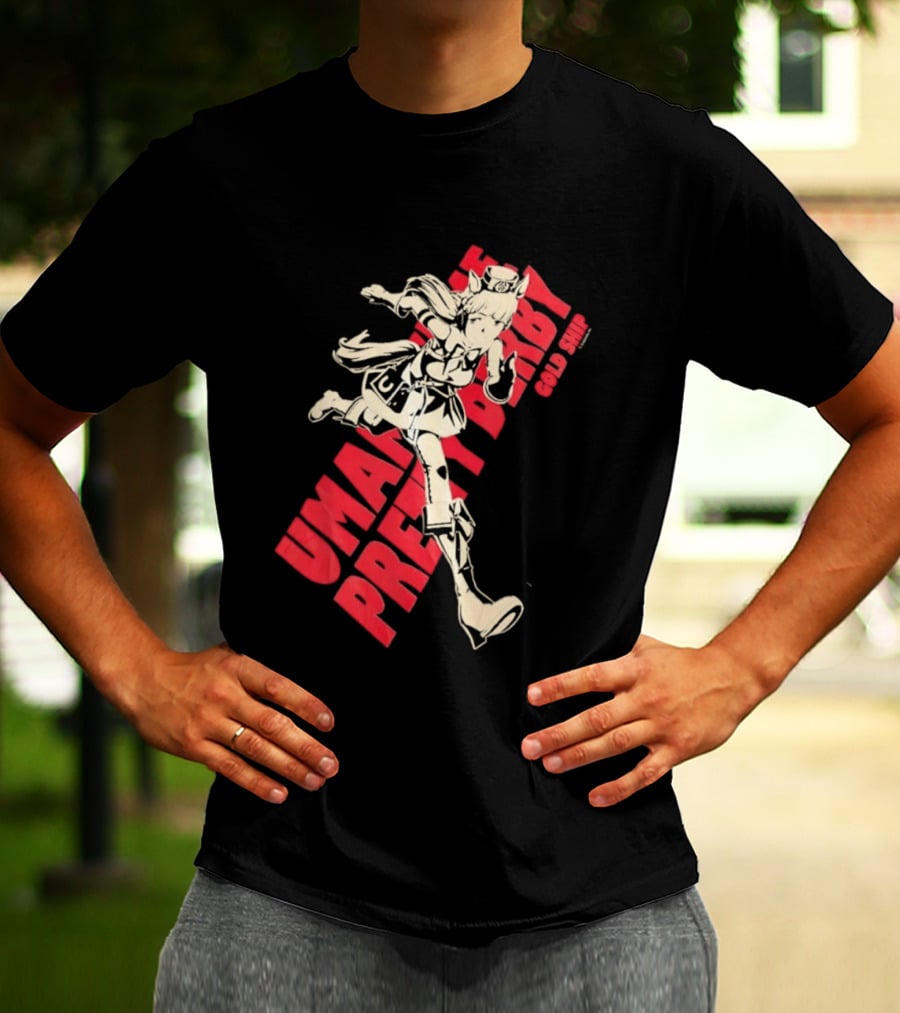 Umamusume Pretty Derby Gold Ship Anime Character Running Pose T-Shirt