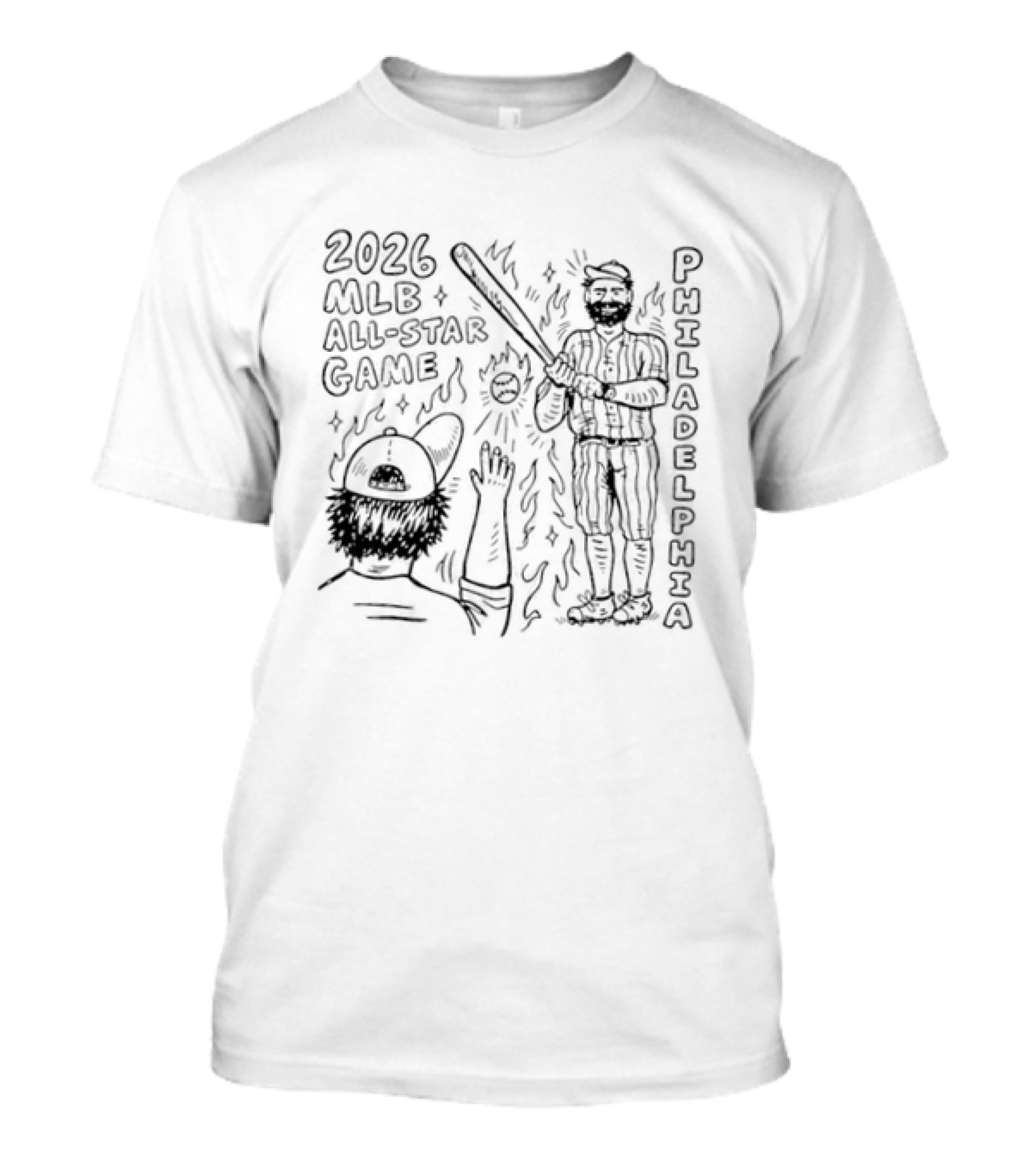 2026 MLB All Star Game Philadelphia Baseball Player And Liberty Bell T-Shirt