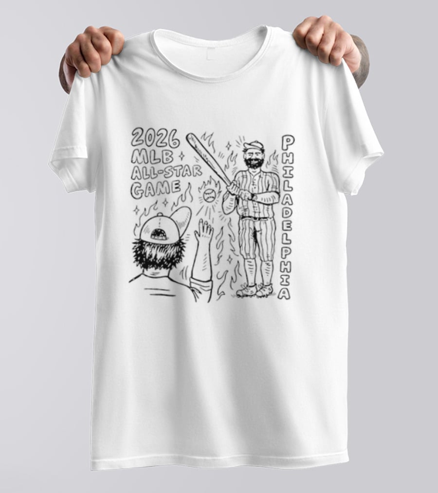 2026 MLB All Star Game Philadelphia Baseball Player And Liberty Bell T-Shirt