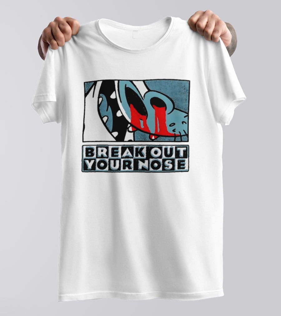 Break Out Your Nose Comic Style Cartoon With Red Accent T-Shirt