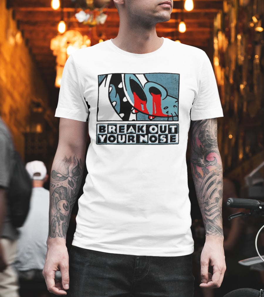 Break Out Your Nose Comic Style Cartoon With Red Accent T-Shirt