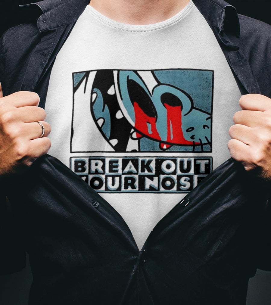 Break Out Your Nose Comic Style Cartoon With Red Accent T-Shirt