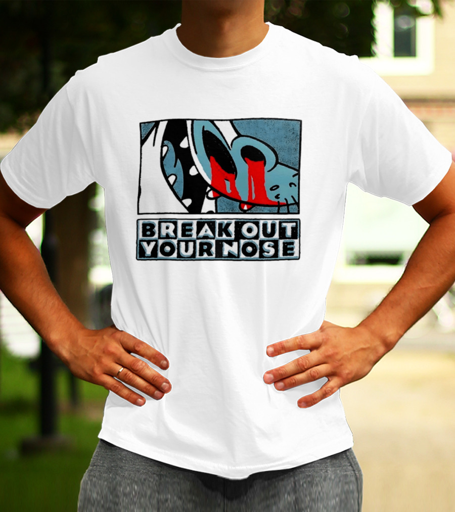 Break Out Your Nose Comic Style Cartoon With Red Accent T-Shirt