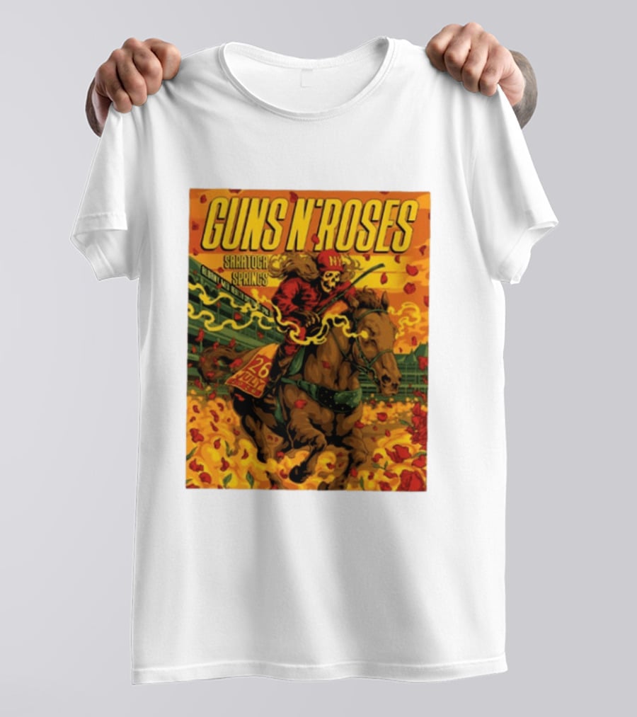 Guns N' Roses Saratoga Springs July 26 2026 Equestrian Skull Rider NY Event T-Shirt