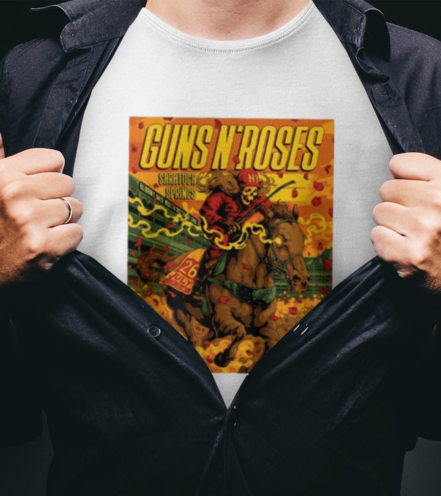 Guns N' Roses Saratoga Springs July 26 2026 Equestrian Skull Rider NY Event T-Shirt