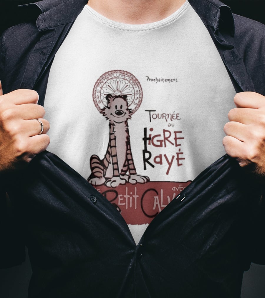 Tournée Du Tigre Raye Le Petit Calvin Avec Hobbes T-Shirt