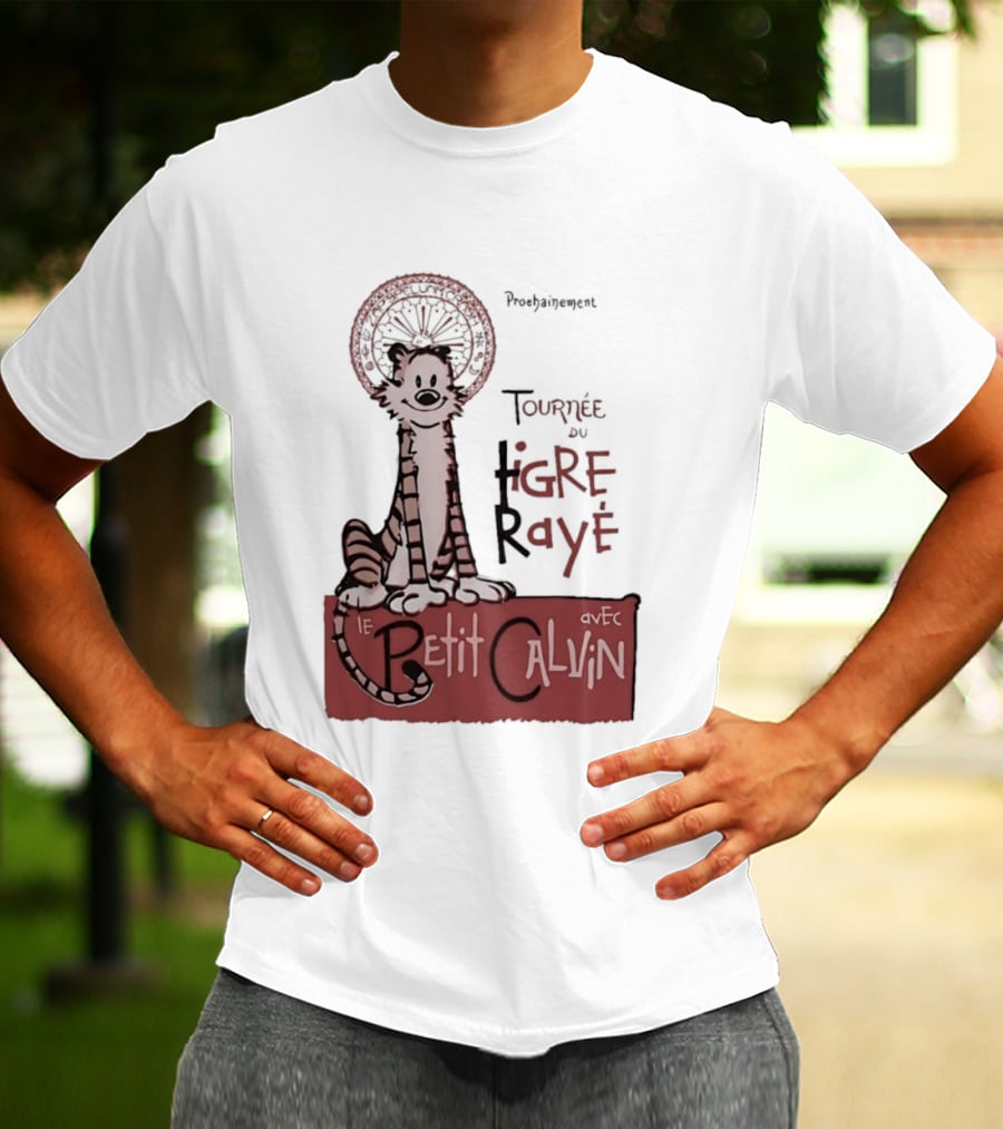 Tournée Du Tigre Raye Le Petit Calvin Avec Hobbes T-Shirt