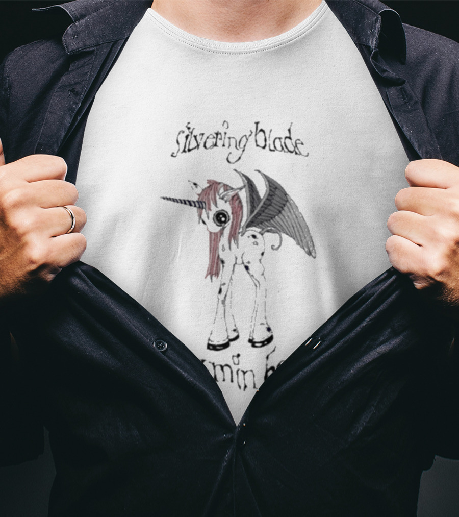 Jazmin Bean Silvering Blade Unicorn With Wings T-Shirt