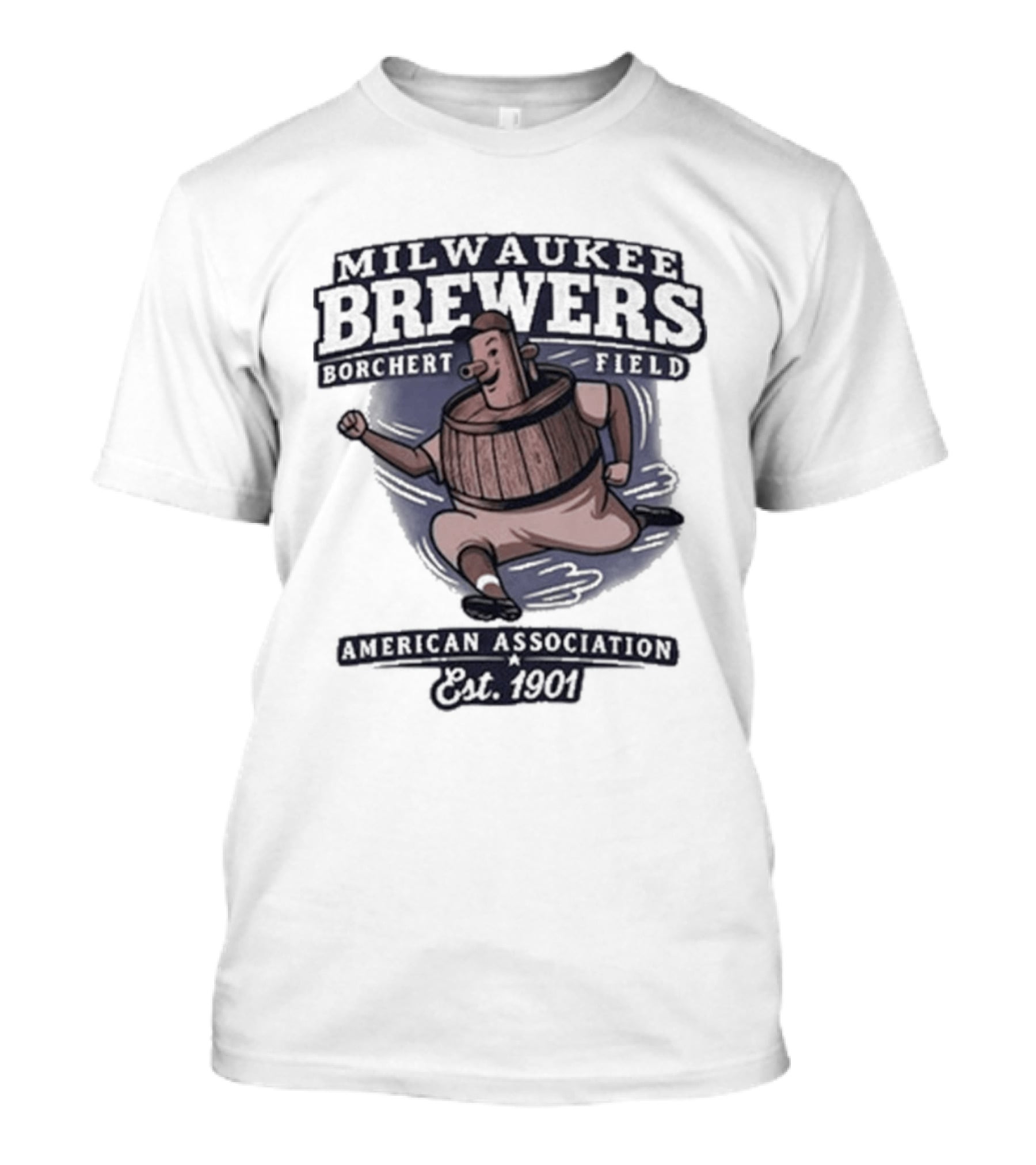Milwaukee Brewers Borchert Field Running Barrelman American Association 1944 Team T-Shirt