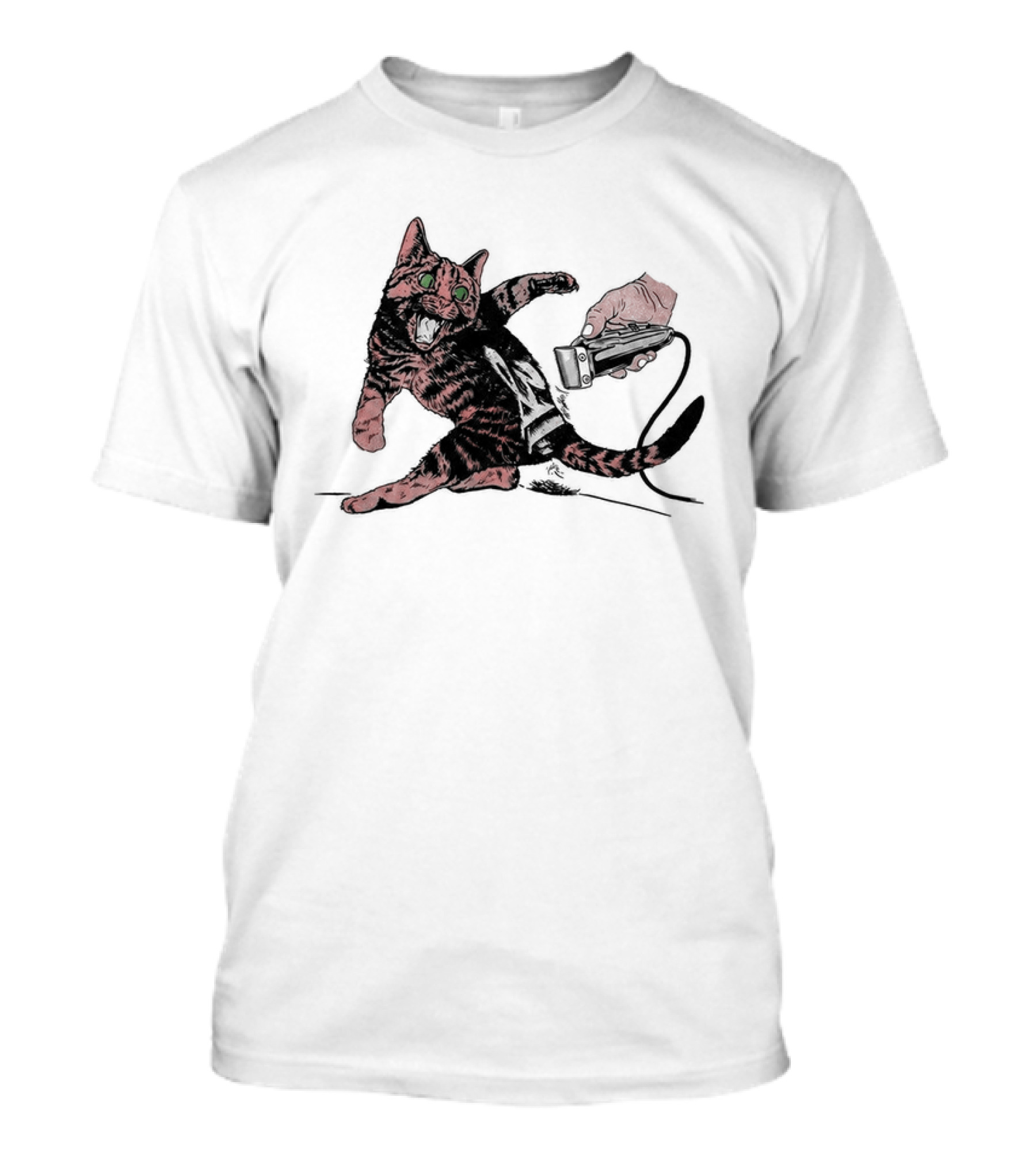 Shaving Cat Crazy Tabby Pet Grooming Clipper Reaction T-Shirt