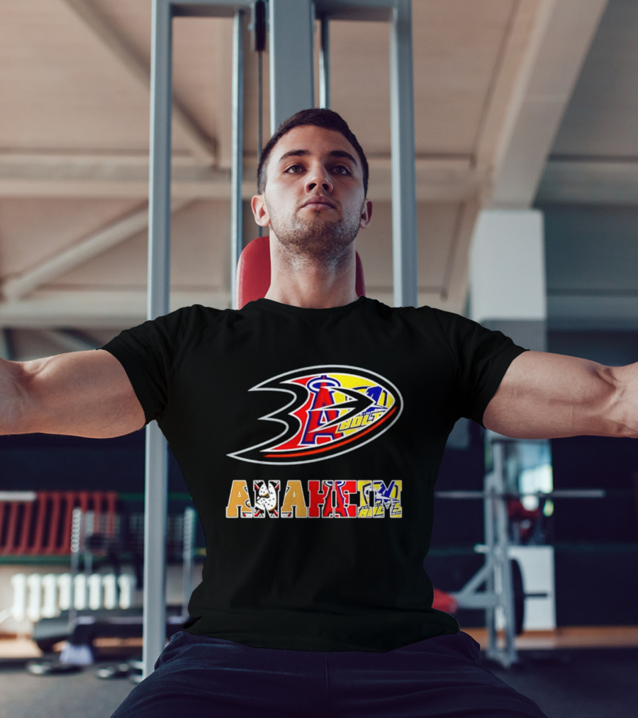 Anaheim Ducks Los Angeles Angels Anaheim Bolts Collage Anaheim Text And Logos T-Shirt