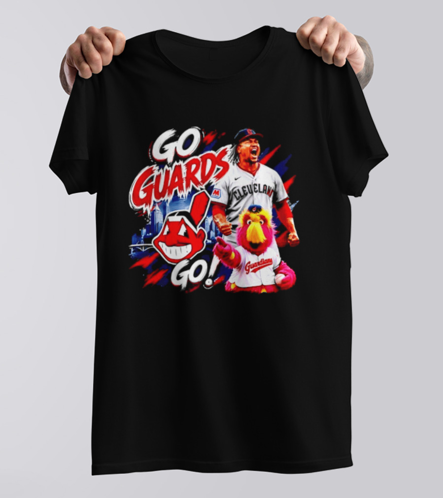 Jose Ramirez Cleveland Guardians Go Guards Go City Skyline Baseball Cheers T-Shirt
