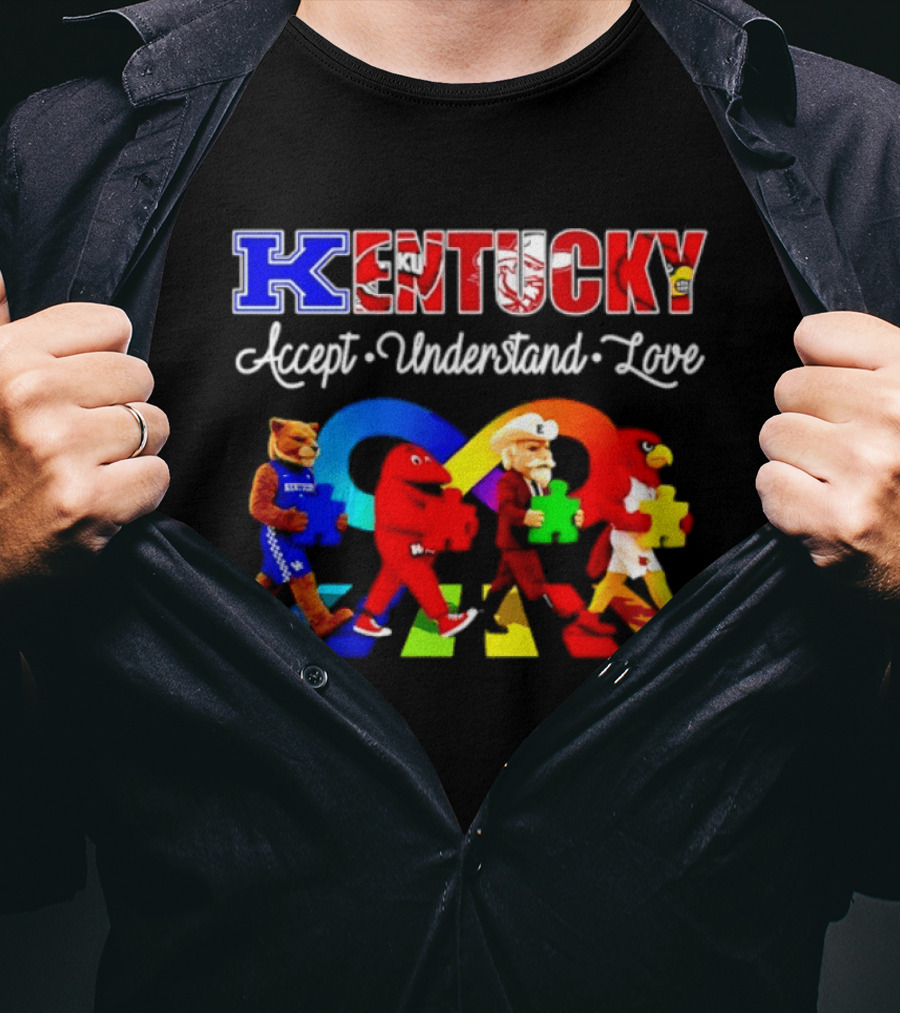 Kentucky Accept Understand Love Louisville Cardinals Puzzle Piece Parade T-Shirt