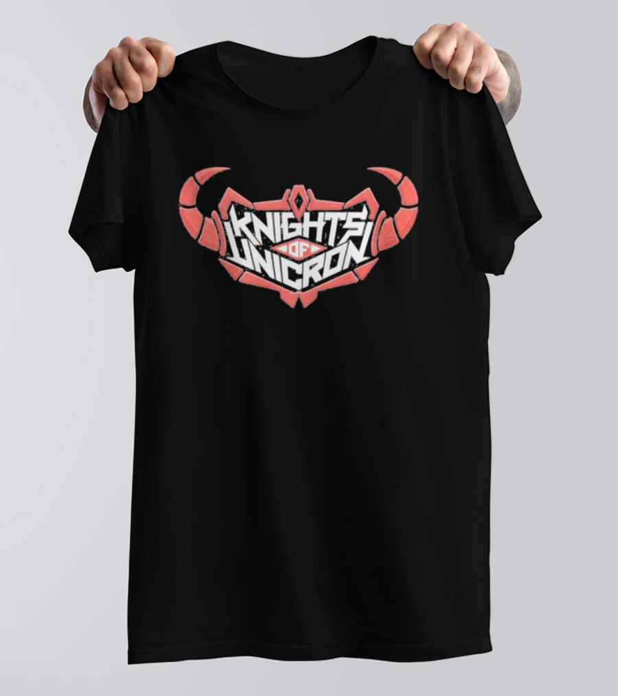 Knights Of Unicron Red Horned Icon With Stylized Text And Horns T-Shirt