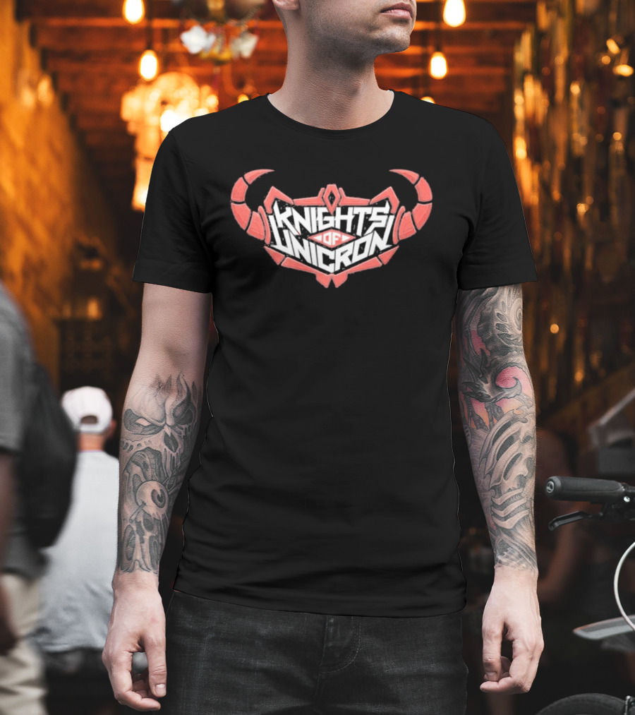 Knights Of Unicron Red Horned Icon With Stylized Text And Horns T-Shirt