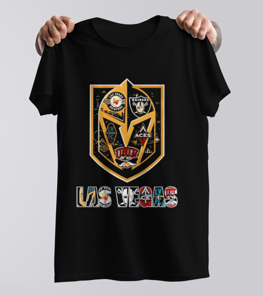 Las Vegas Aviators Raiders Lights FC Aces UNLV Collaboration Emblems T-Shirt