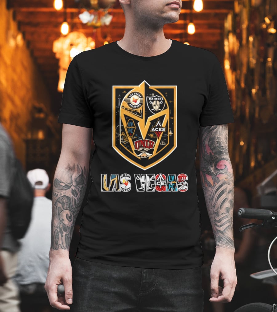 Las Vegas Aviators Raiders Lights FC Aces UNLV Collaboration Emblems T-Shirt