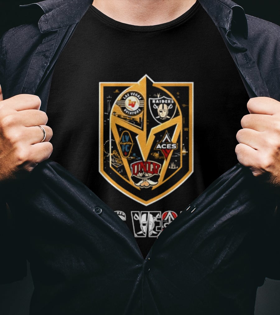 Las Vegas Aviators Raiders Lights FC Aces UNLV Collaboration Emblems T-Shirt