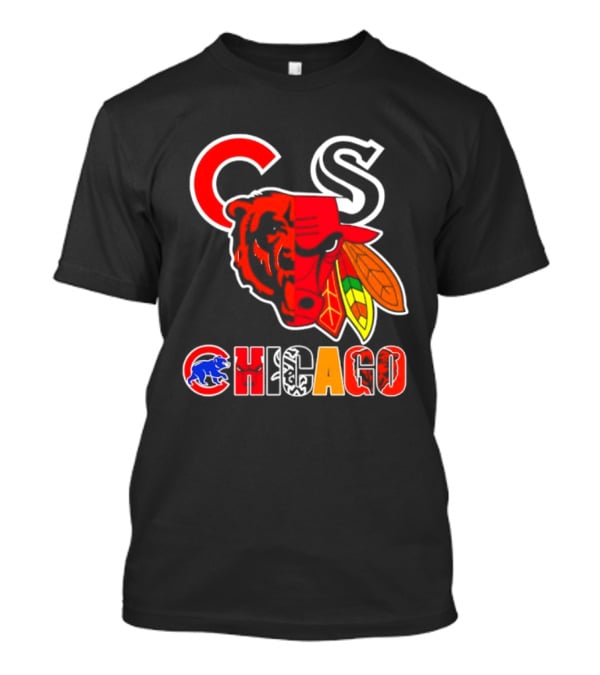 Chicago Bears Bulls Blackhawks Cubs White Sox Sports Team Collage T-Shirt