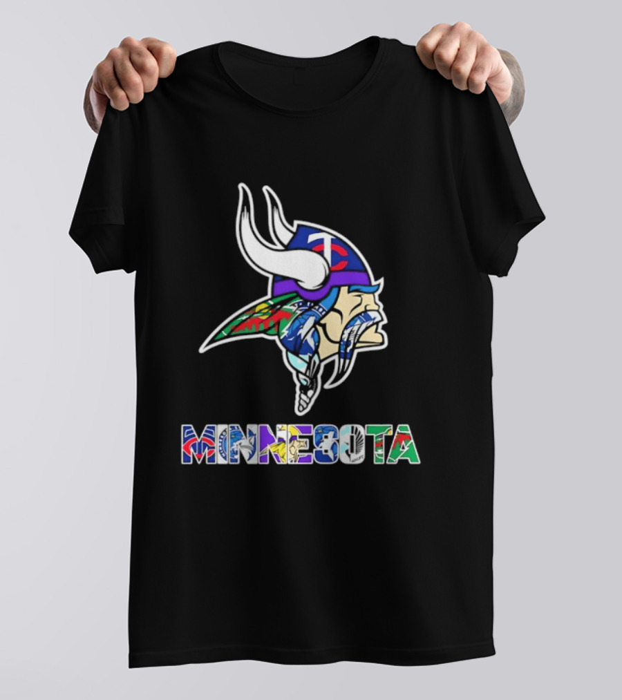 Minnesota Vikings Twins Wild Timberwolves United Team Fans Mashup T-Shirt