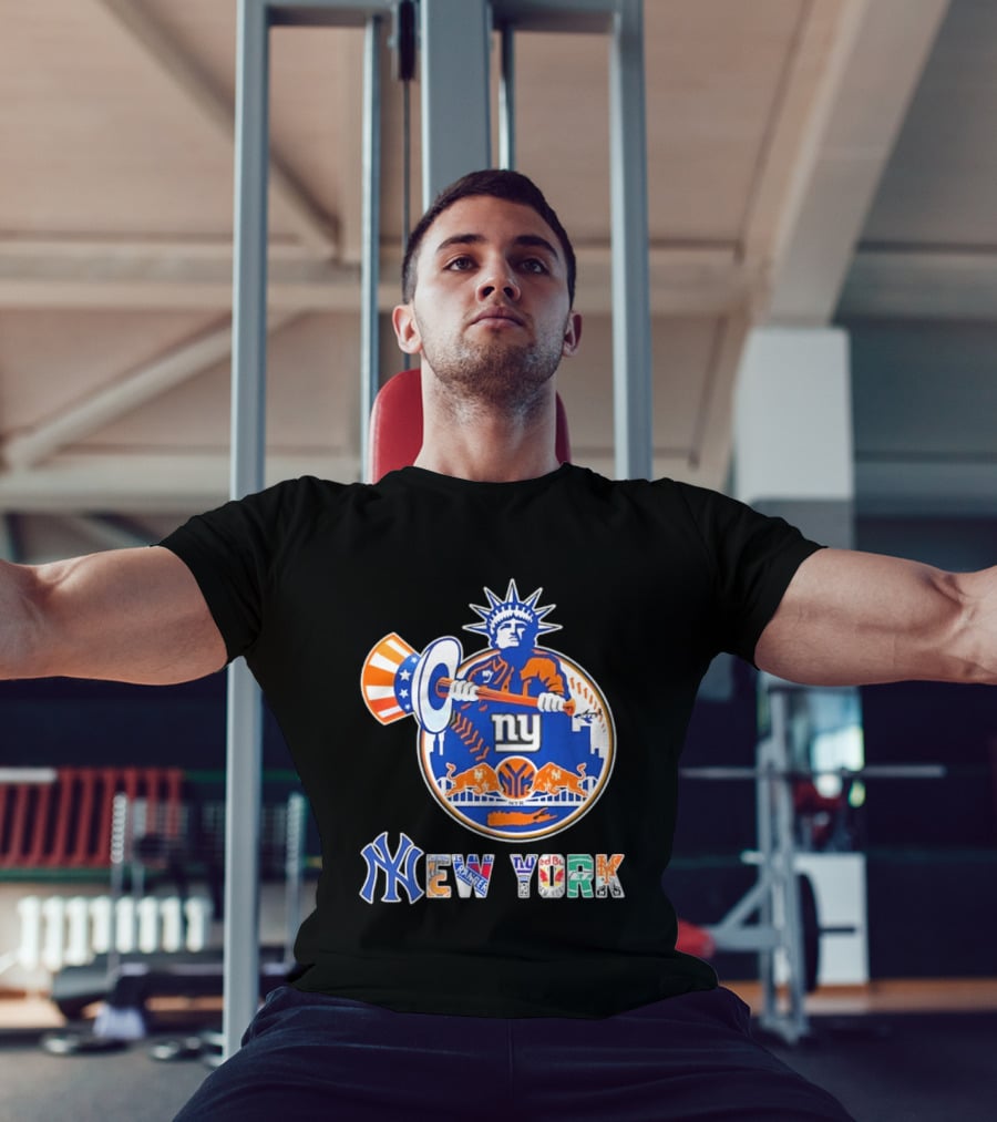 New York Liberty Skyline Sports Teams Knicks Mets Yankees T-Shirt