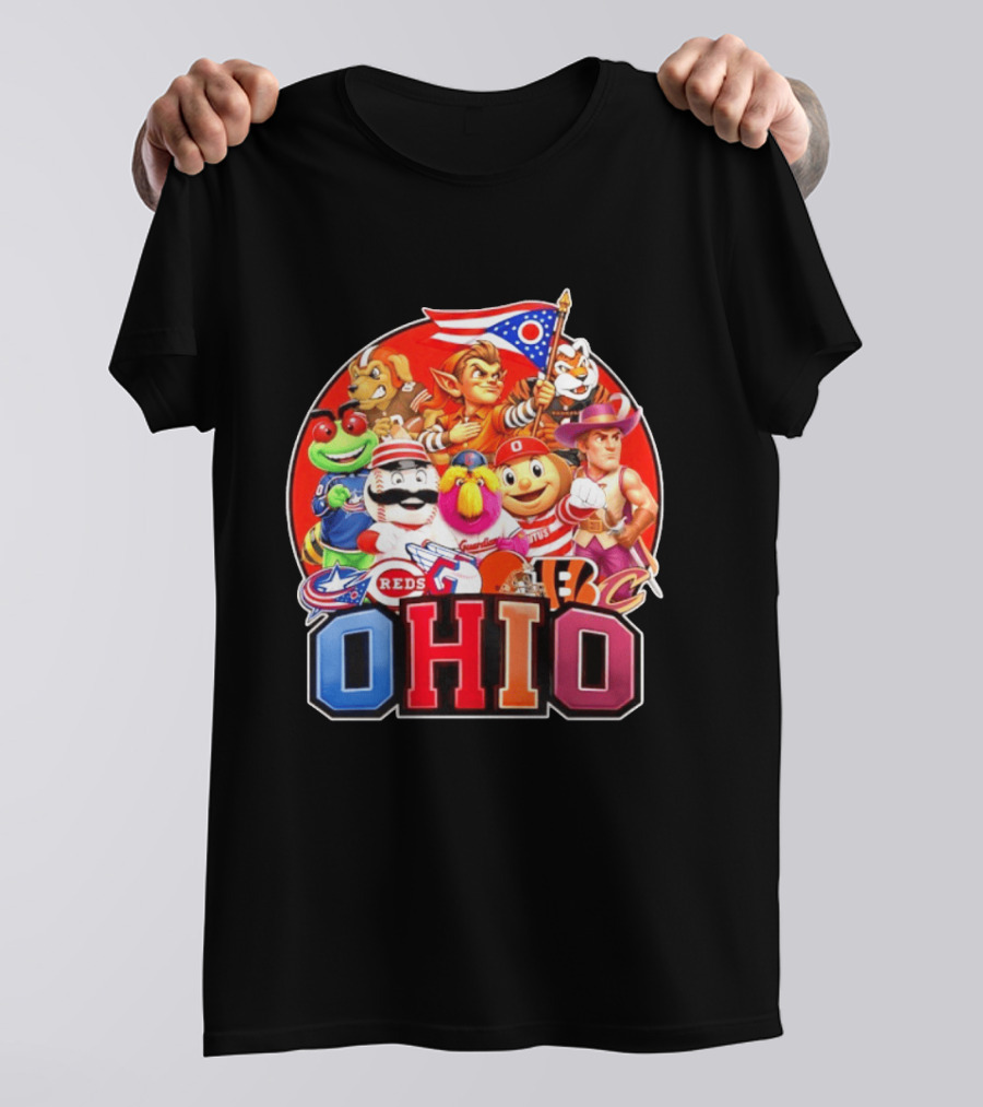 Ohio Sports Teams Mascots Cleveland Guardians Reds Bengals Browns Buckeyes Reds Crew Indians Fan T-Shirt