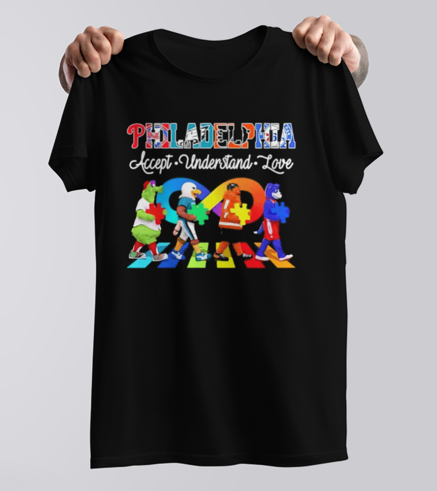 Philadelphia Mascots Accept Understand Love Puzzle Parade T-Shirt