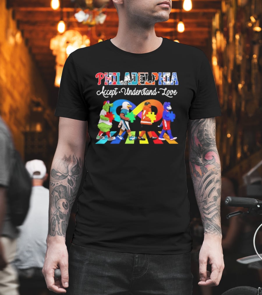 Philadelphia Mascots Accept Understand Love Puzzle Parade T-Shirt