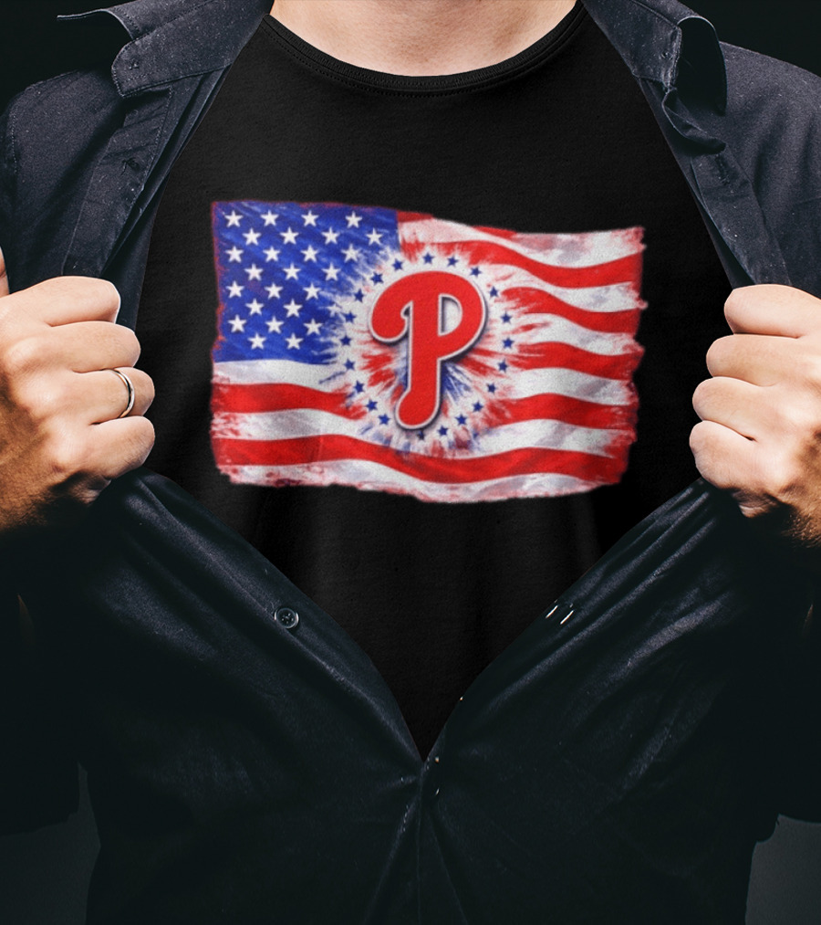 Phillies Patriotic American Flag Philadelphia Baseball 250th Anniversary Independence Day T-Shirt