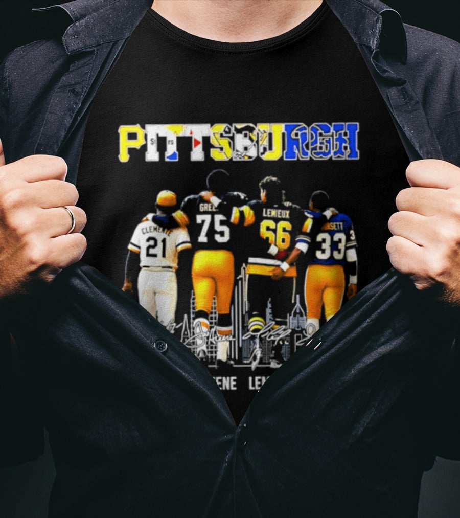 Pittsburgh Sports Legends Clemente Greene Lemieux Dorsett T-Shirt