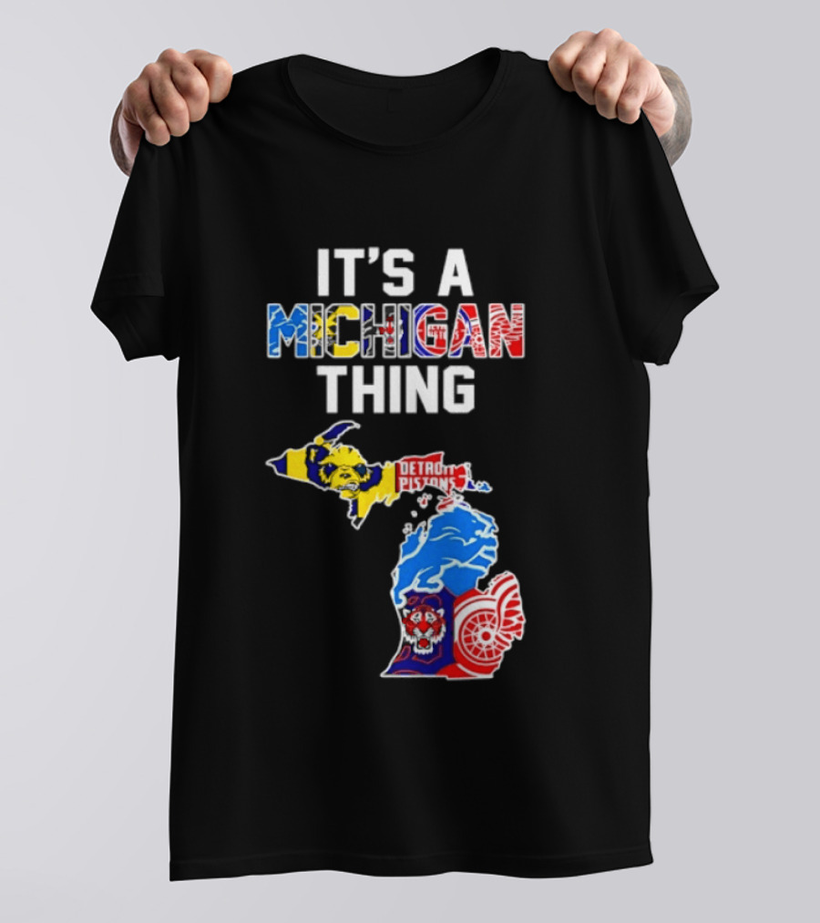 It's A Michigan Thing Detroit Pistons Lions Tigers Red Wings T-Shirt