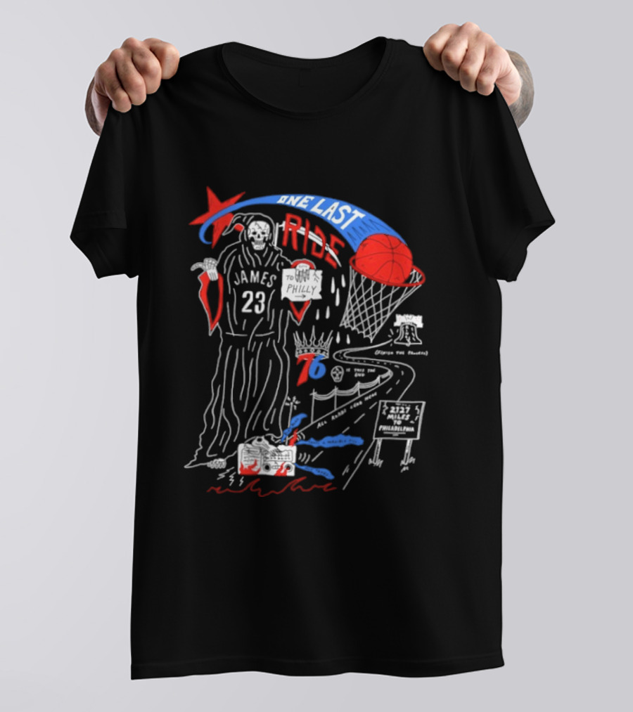 James 23 Finish The Process One Last Ride Reaper Philly Basketball Journey T-Shirt